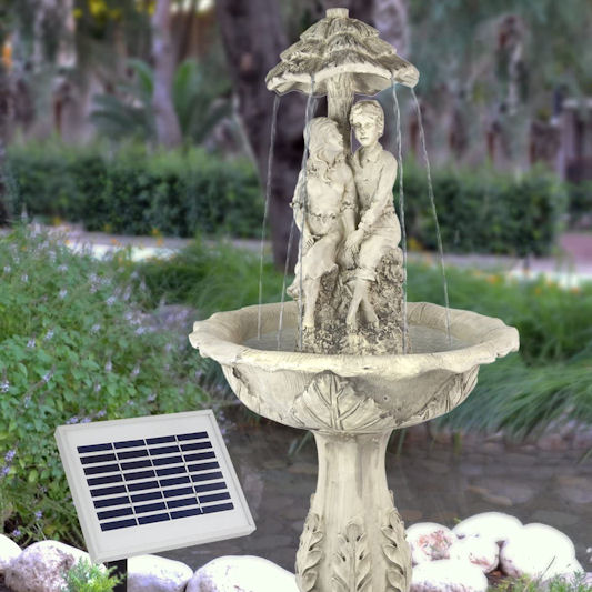 Amur The Lovers Solar Fountain Bird Bath