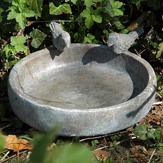 Dobar Ceramic Bird Bath with Ornamental Birds