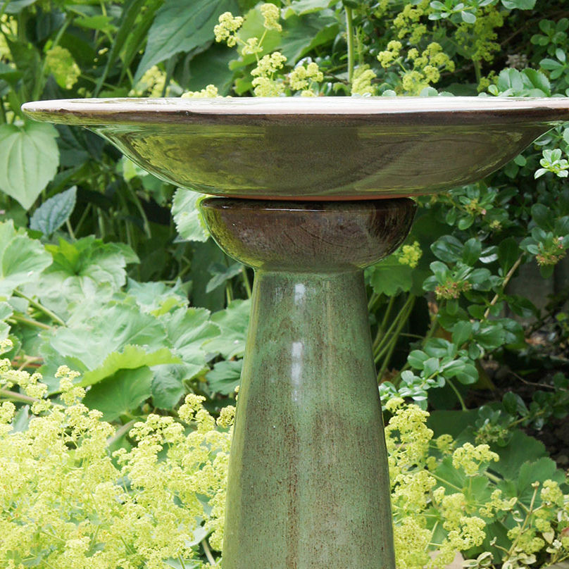 Echoes Ceramic Bird Bath with Stand