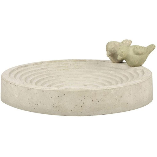 Esschert Design Cement Bird Bath with Ornaments