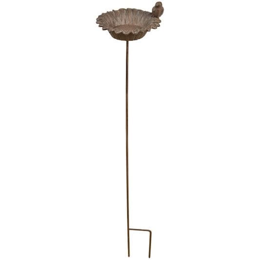 Fallen Fruits Cast Iron Sunflower Bird Bath on Stake