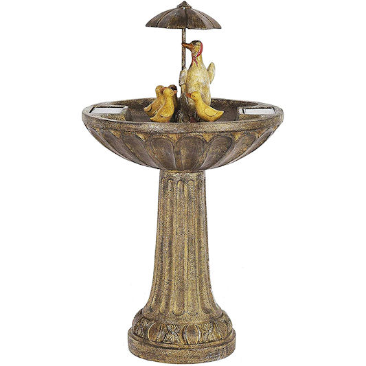 Garden Mile Duck Family Solar Fountain Bird Bath