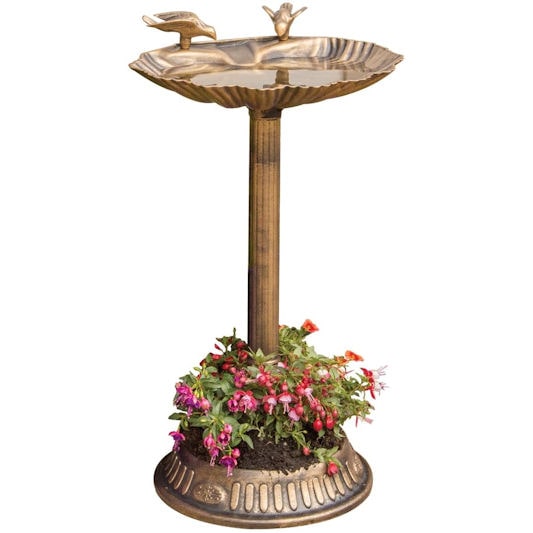 GardenKraft Clam Shell Bird Bath with Planter