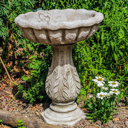 Discount Garden Statues Leaf Stone Bird Bath