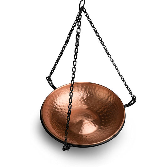 Monarch Abode Hanging Hammered Copper Bird Bath