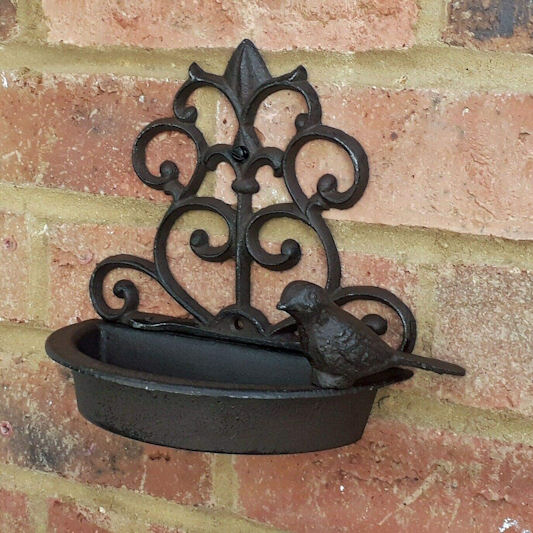 Nature's Market Cast Iron Wall Mounted Bird Bath