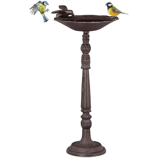 Relaxdays Tall Cast Iron Bird Bath with Stand