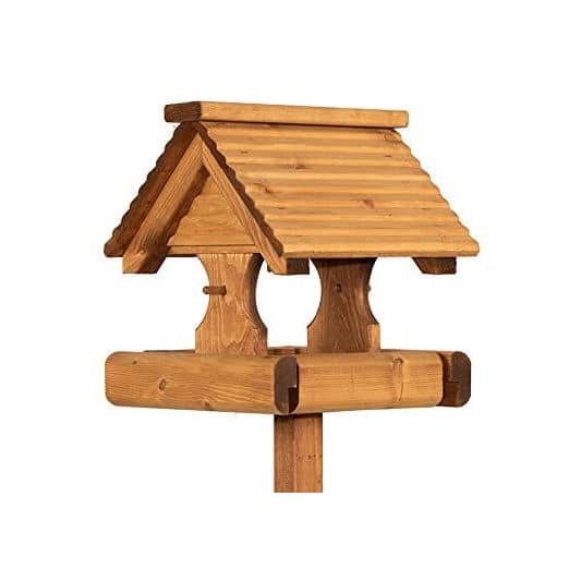 Riverside Woodcraft Rustic Timber Roof Bird Table